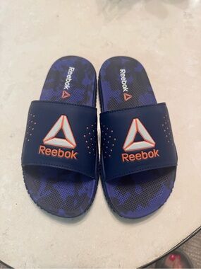 Reebok Navy and Orange Boys' Slide Sandals